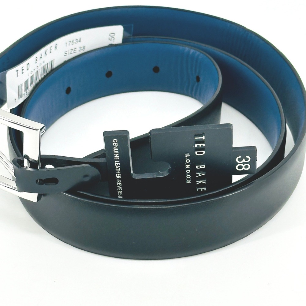 Ted Baker Belt Mens 38 (Fits 36" Waist) Black Navy Reversible Leather New $90